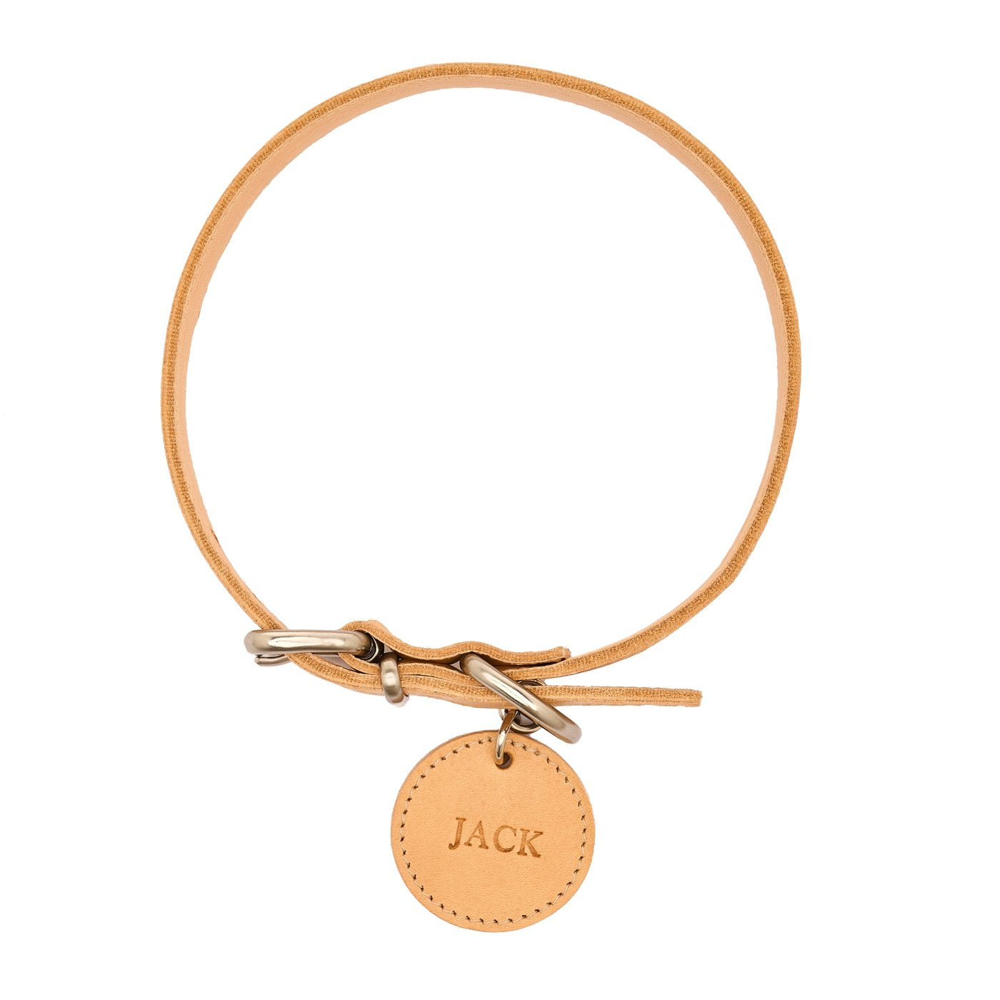 Il Bisonte Pet Halsband Hund Natur Rindsleder M