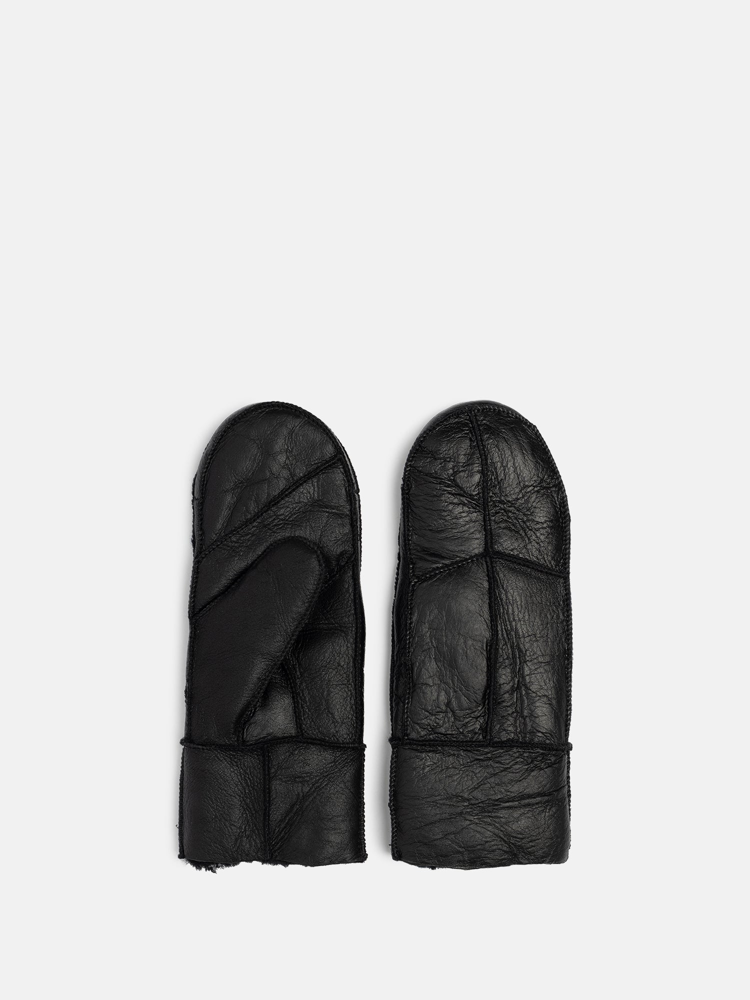 RE:DESIGNED Henny Fäustlinge Schwarz Lammfell Leder