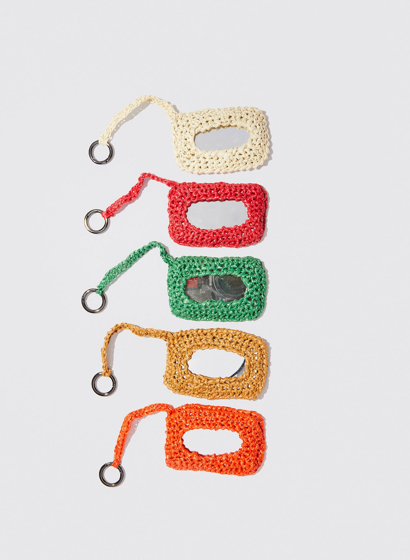 Maria la Rosa Mirror Taschenanhänger Ecru Raffia