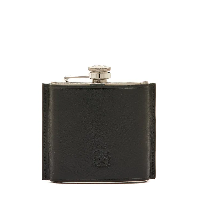 Il Bisonte Home Flachmann Vollleder schwarz Edelstahl