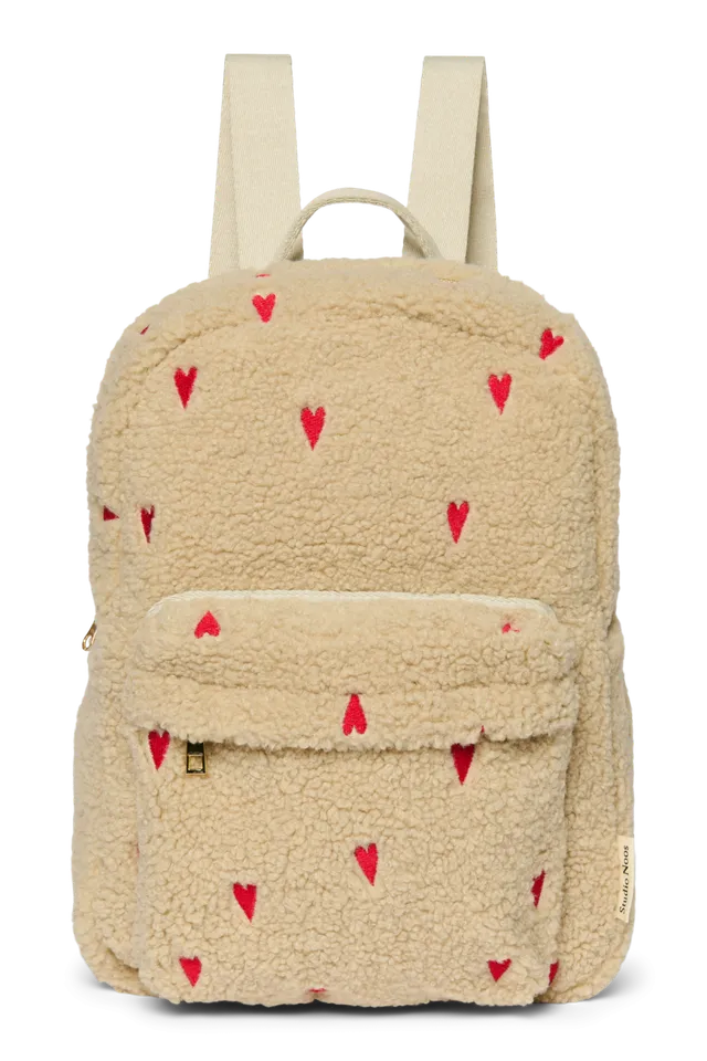 Studio Noos Teddy Midi Rucksack Ecru Hearts Kinder 6+