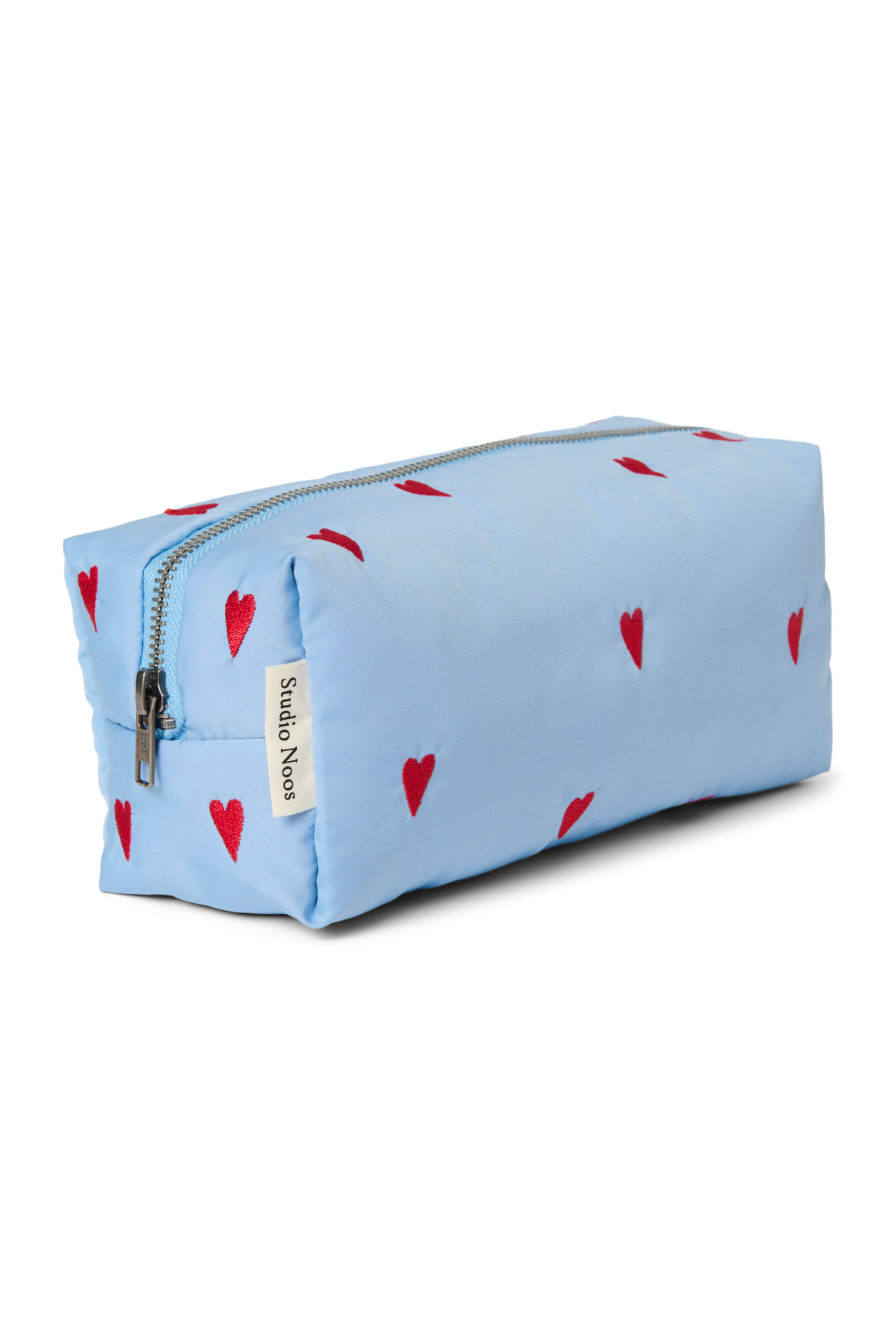Studio Noos Puffy Pouch Tasche Light Blue Hearts Herzstick