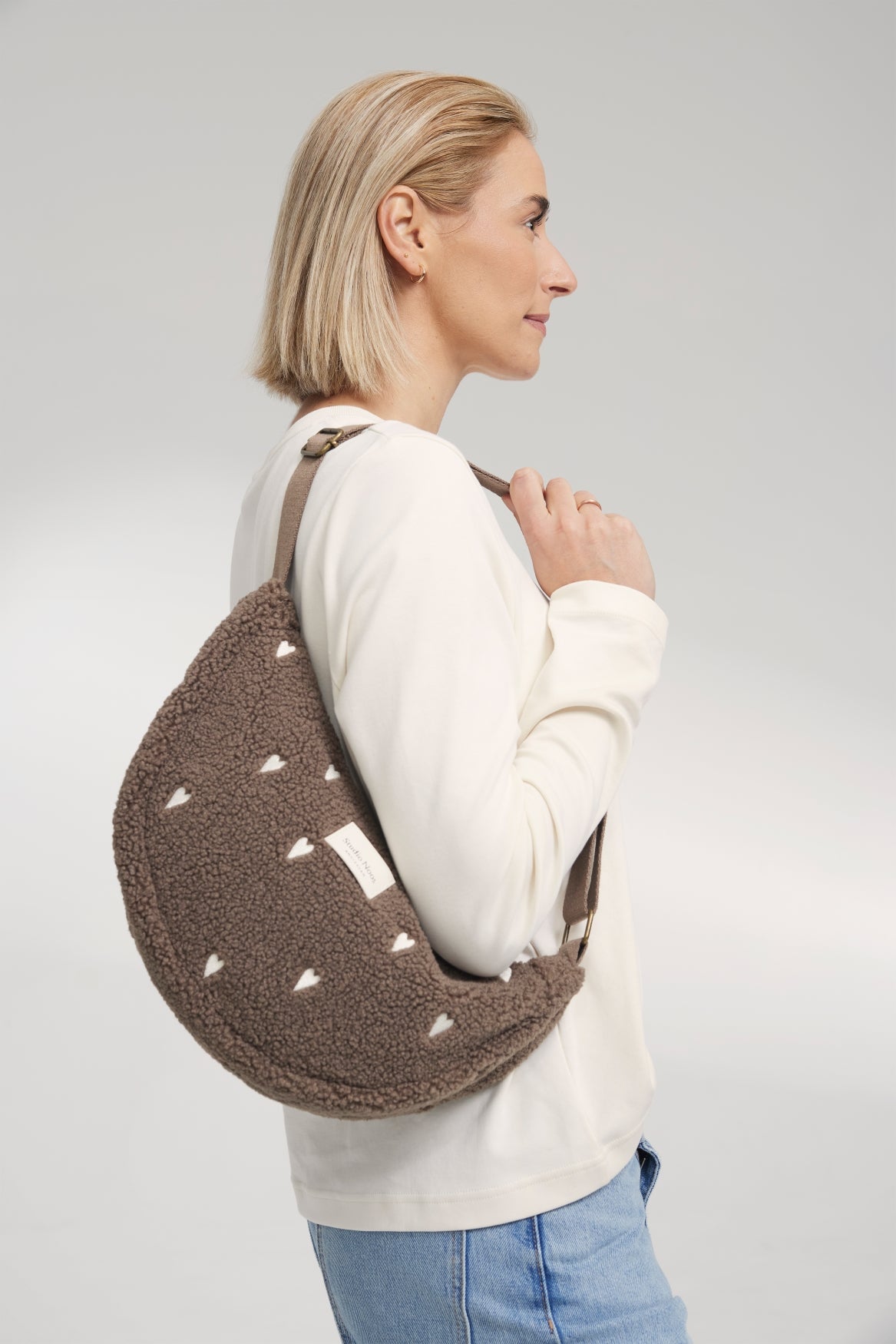 Studio Noos Teddy Bauchtasche Braun Herzen Damen