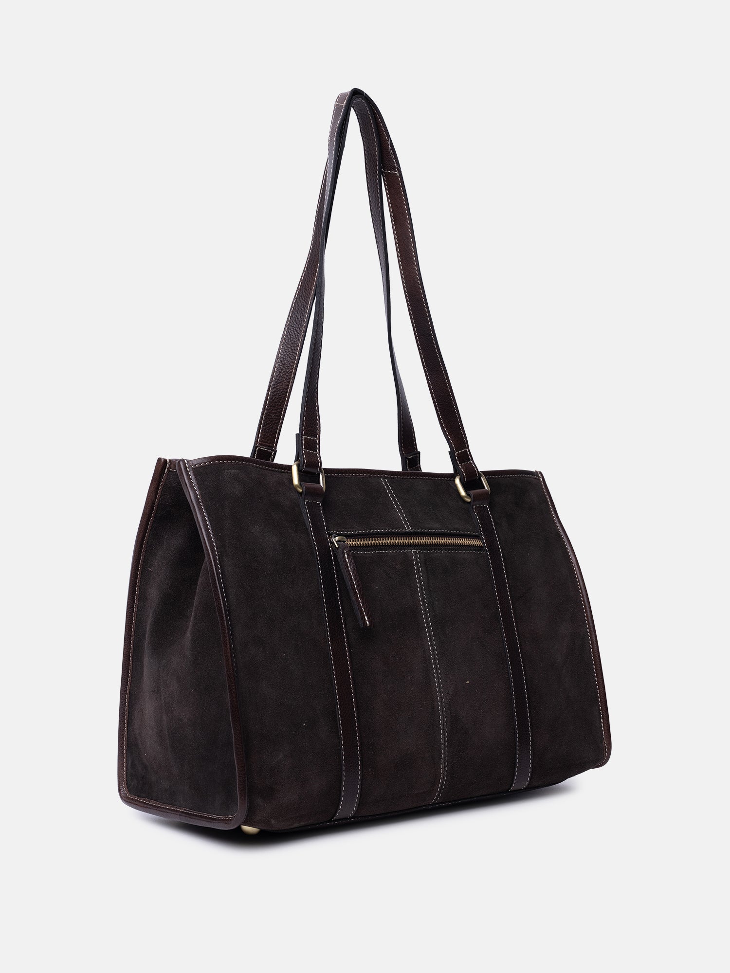 RE:DESIGNED Sola Schultertasche Dunkelbraun Wildleder