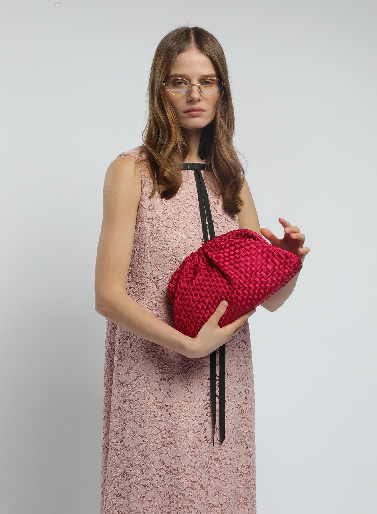 Maria la Rosa Game Bag Clutch Dunkelbraun Geflochten