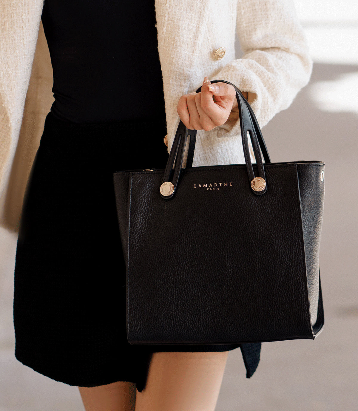Lamarthe Fidèle Handtasche schwarz Vollleder