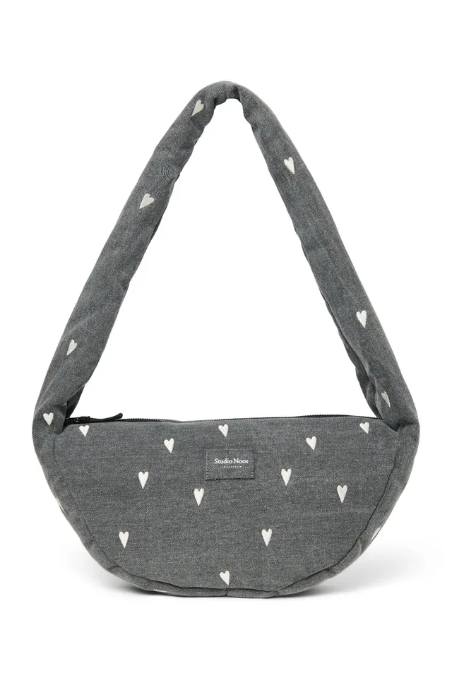 Studio Noos Denim Mini Cross Body Umhängetasche Grey Hearts