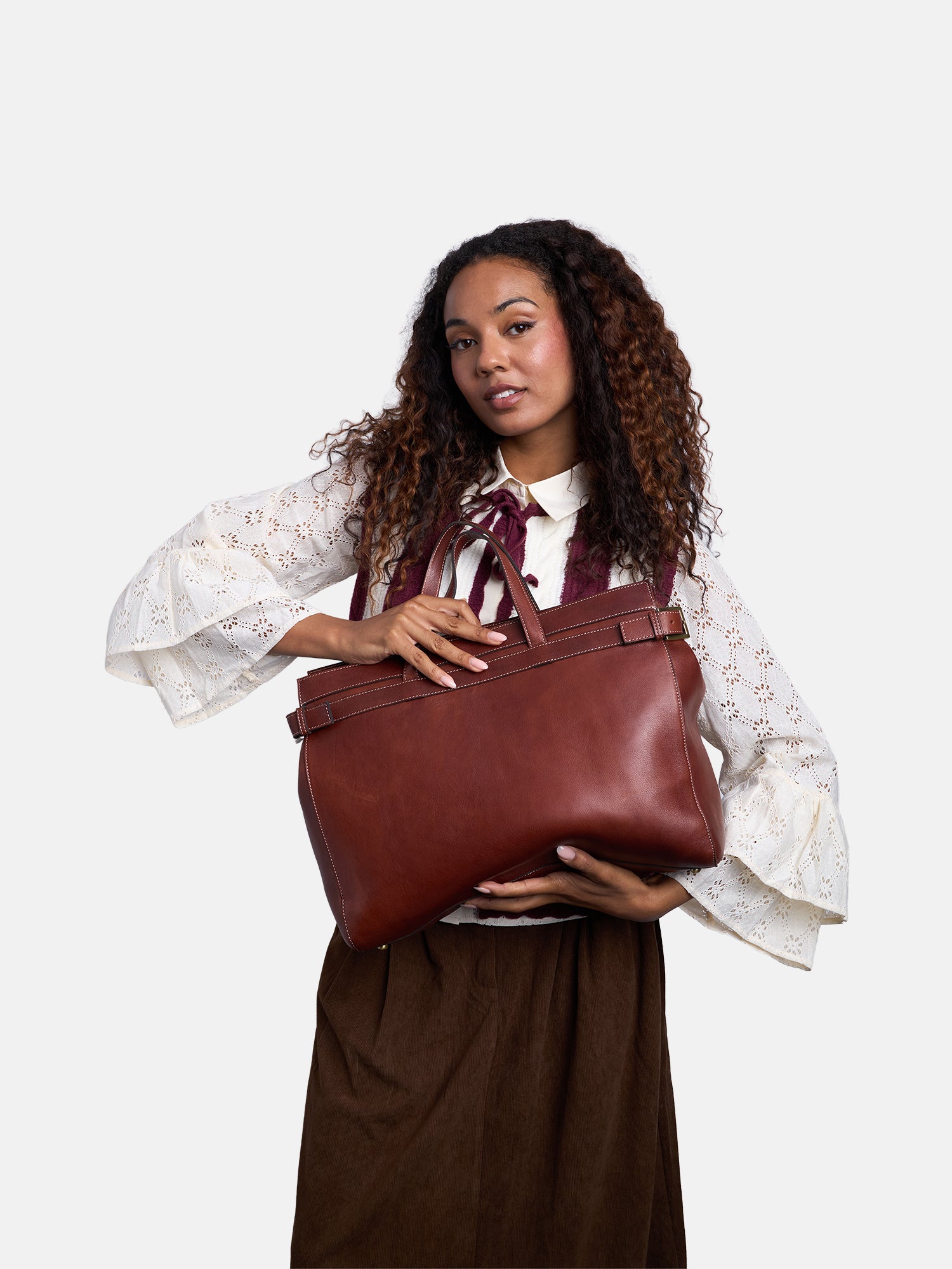 RE:DESIGNED Siri Big Handtasche Cognac Vollleder