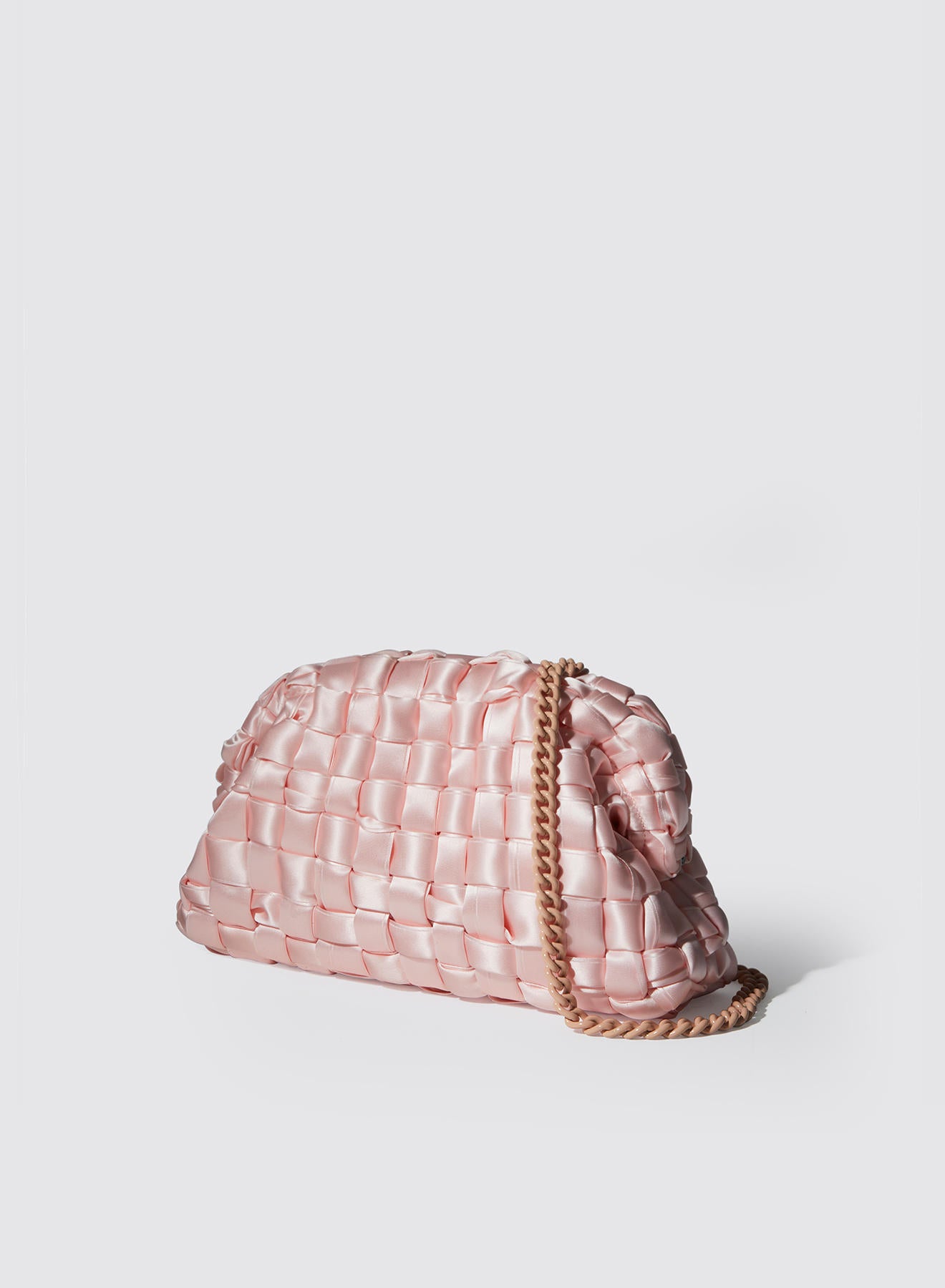 Maria la Rosa Satin Game Bag Clutch Pale Pink Satin