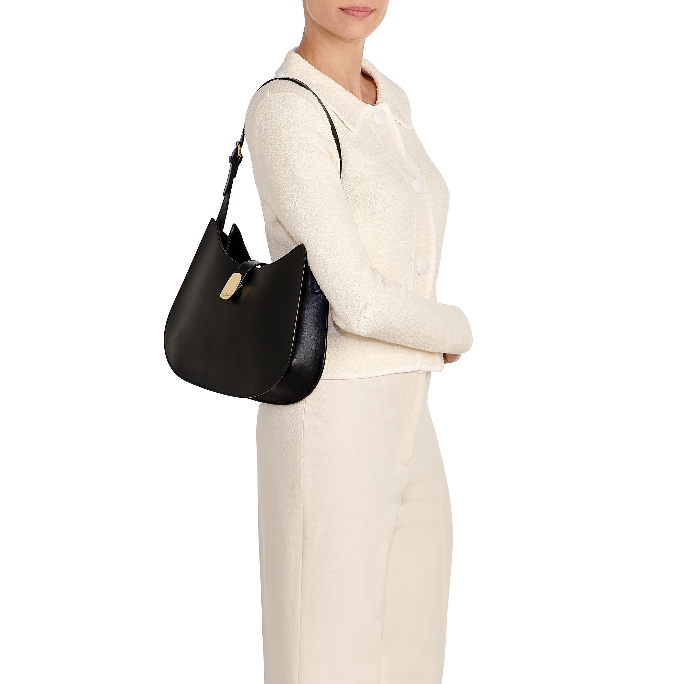 Il Bisonte Atelier Hobo-Tasche nero Messing-Verschluss