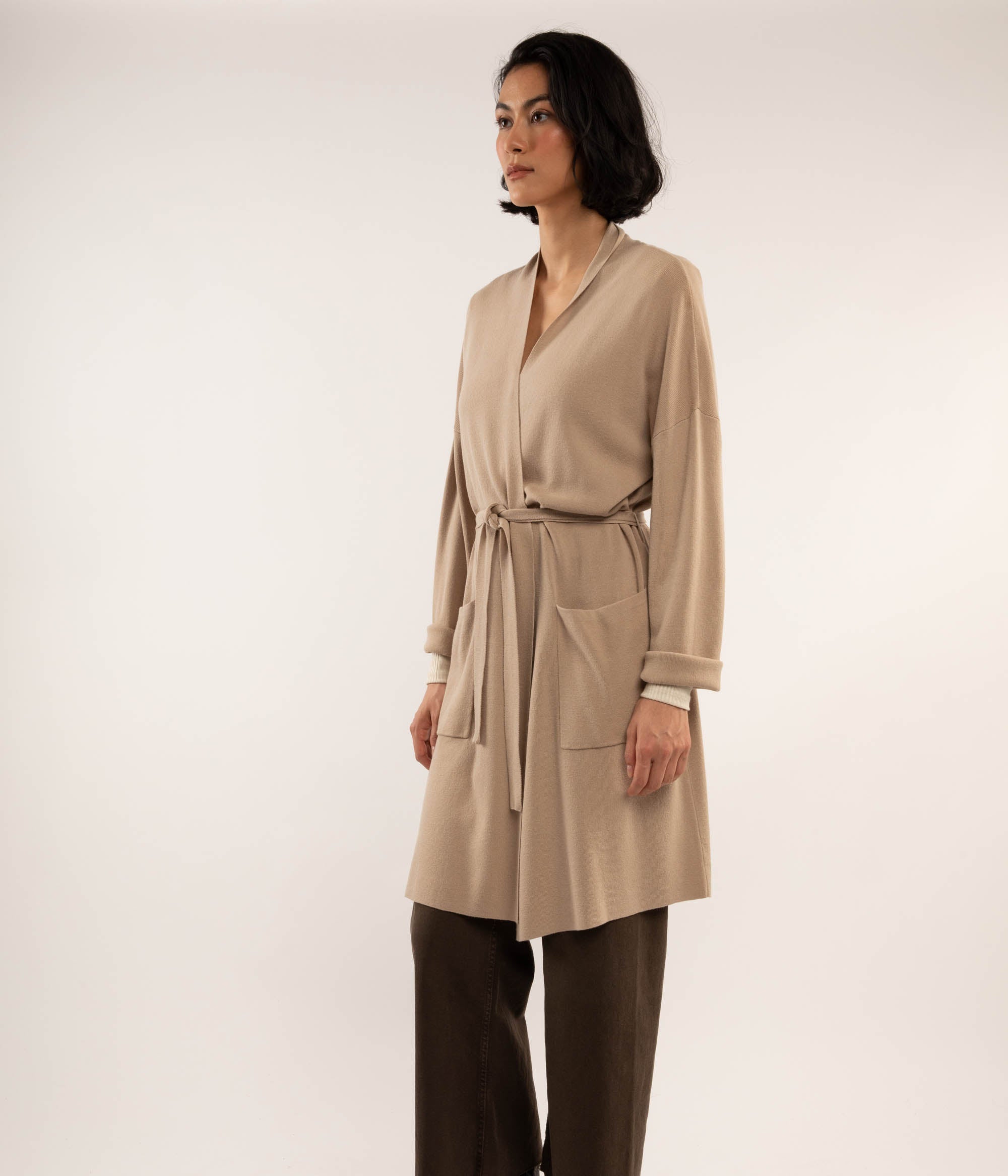 Matt & Nat Carol Cardigan Tan Wickel mit Gürtel
