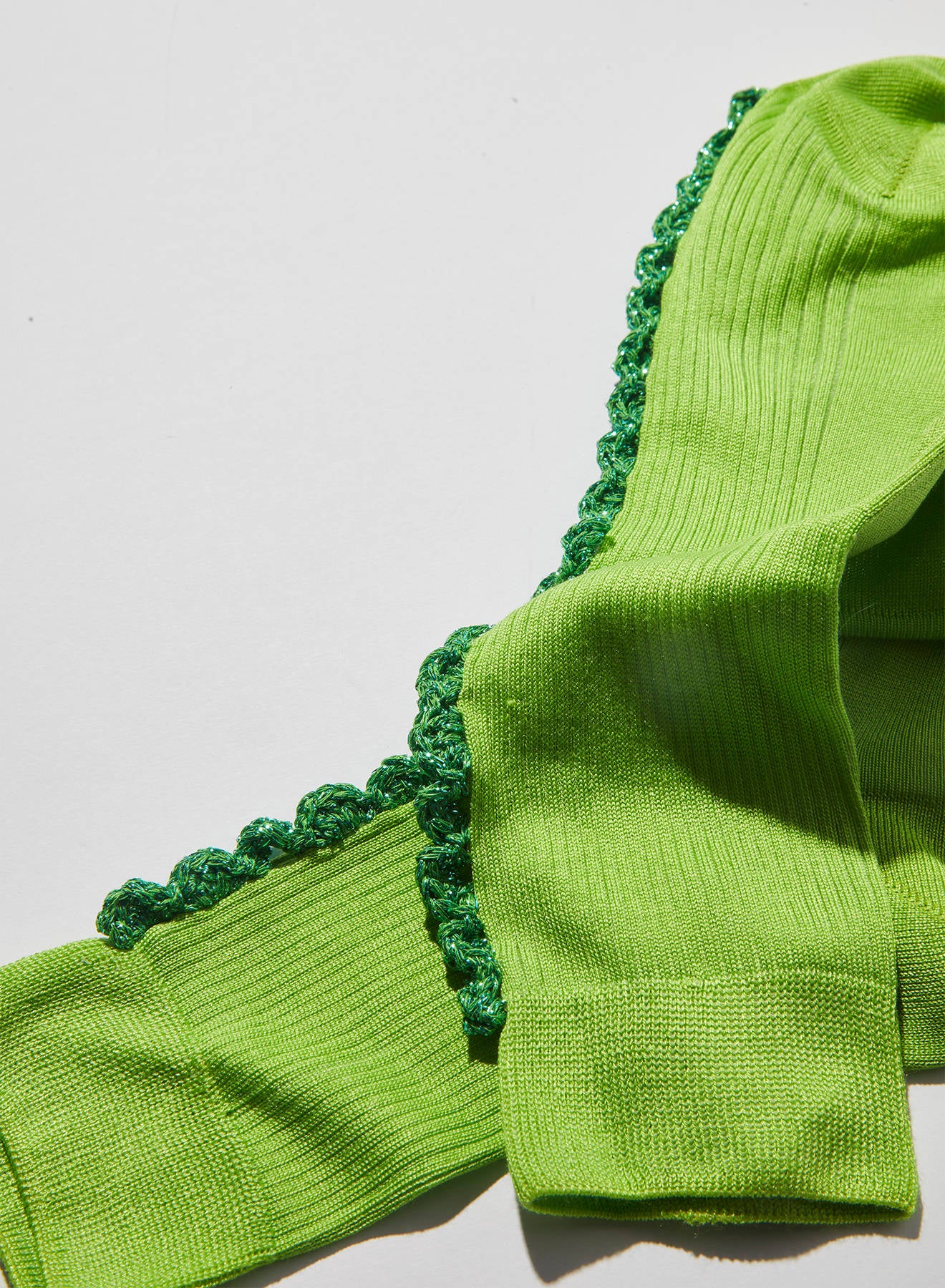 Maria la Rosa Crochet Socken Green Seide Lurex
