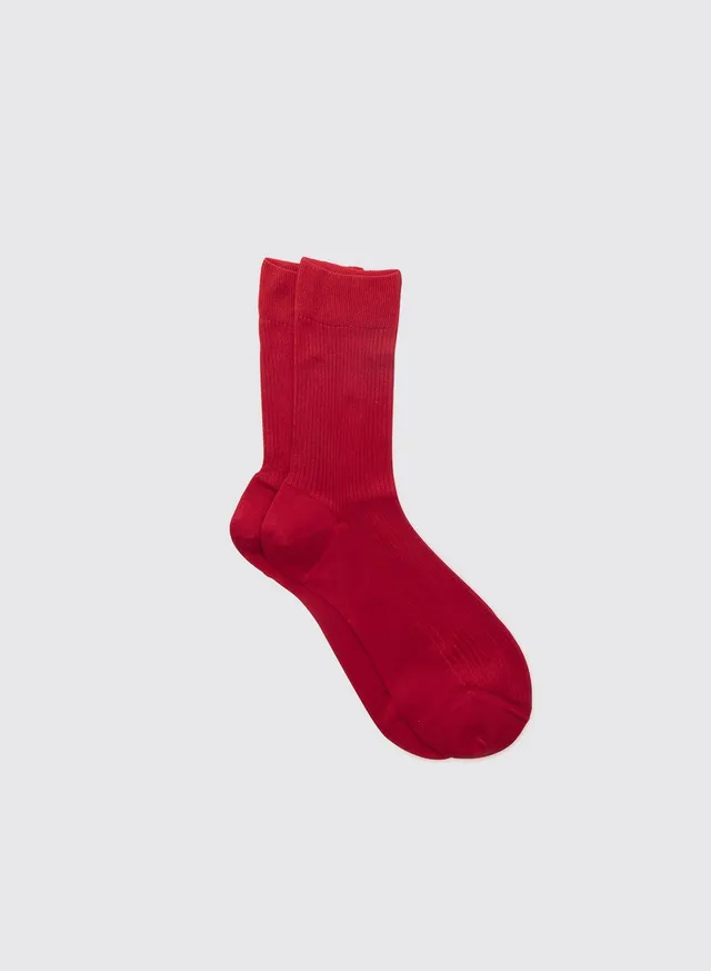 Maria la Rosa One Ribbed Socken Bordeaux Seide