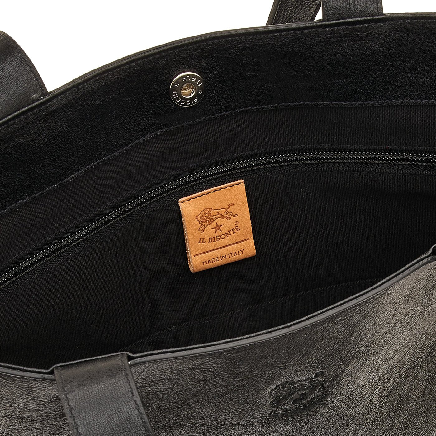 Il Bisonte Oriuolo Shopper Schwarz Vollleder