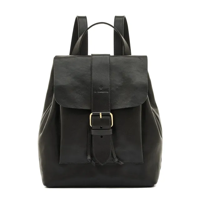 Il Bisonte Linea 1990 Rucksack Schwarz Vollleder