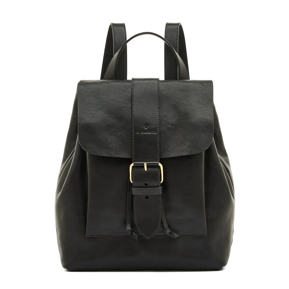 Il Bisonte Linea 1990 Rucksack Schwarz Vollleder
