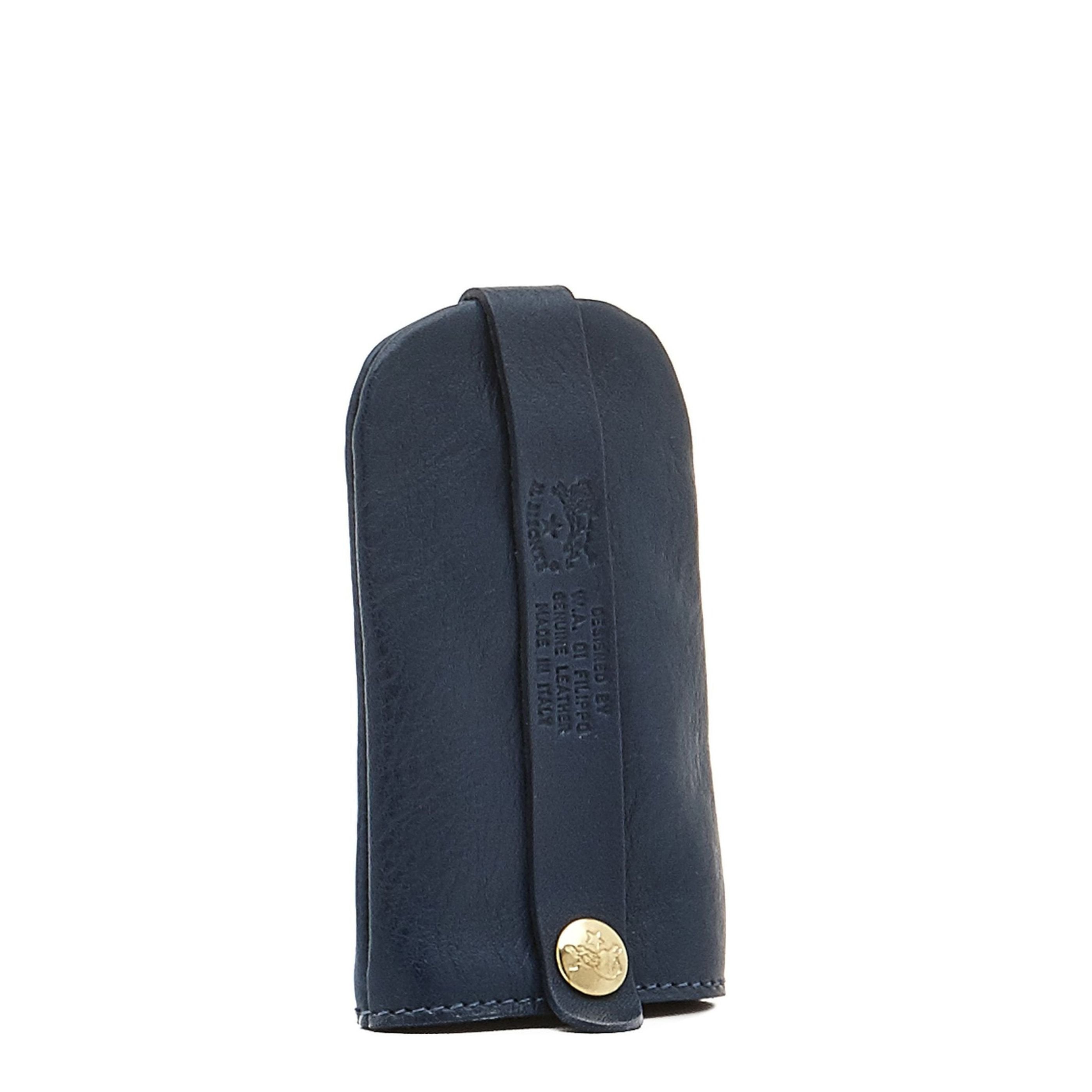 Il Bisonte Schlüsselanhänger Leder Blau mit Messingring