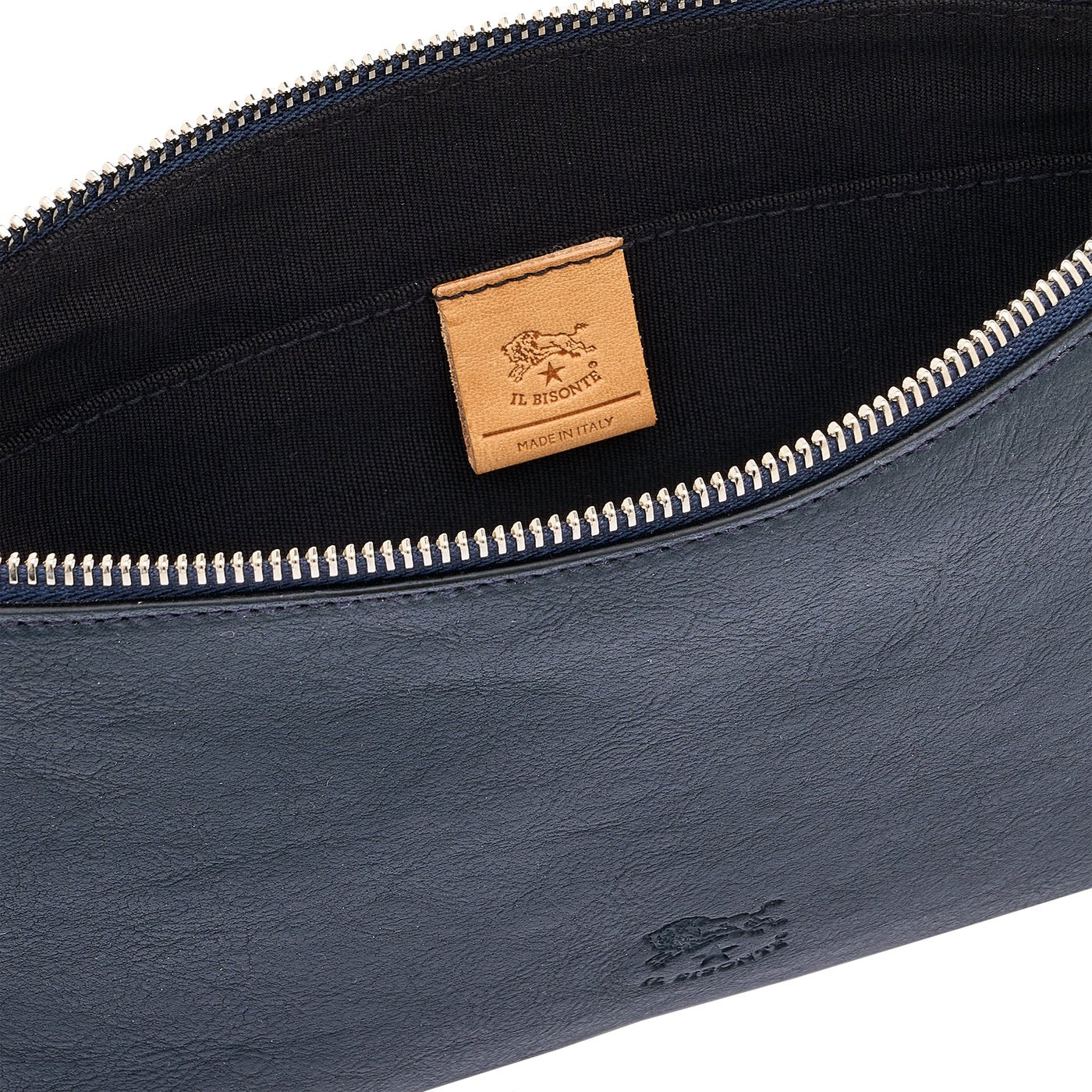 Il Bisonte Oriuolo Clutch Mitternachtsblau Vollleder