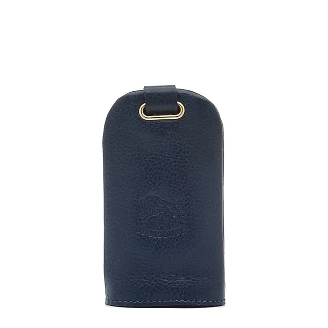 Il Bisonte Schlüsselanhänger Leder Blau mit Messingring