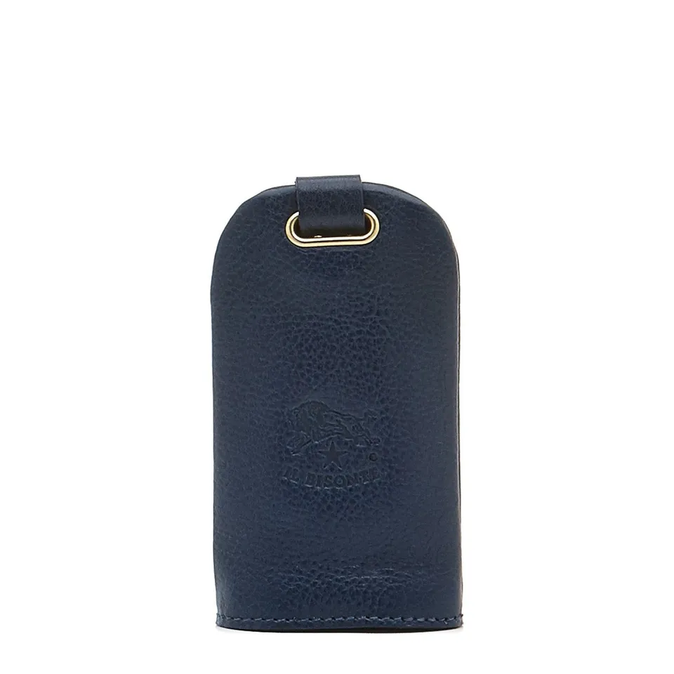Il Bisonte Schlüsselanhänger Leder Blau mit Messingring