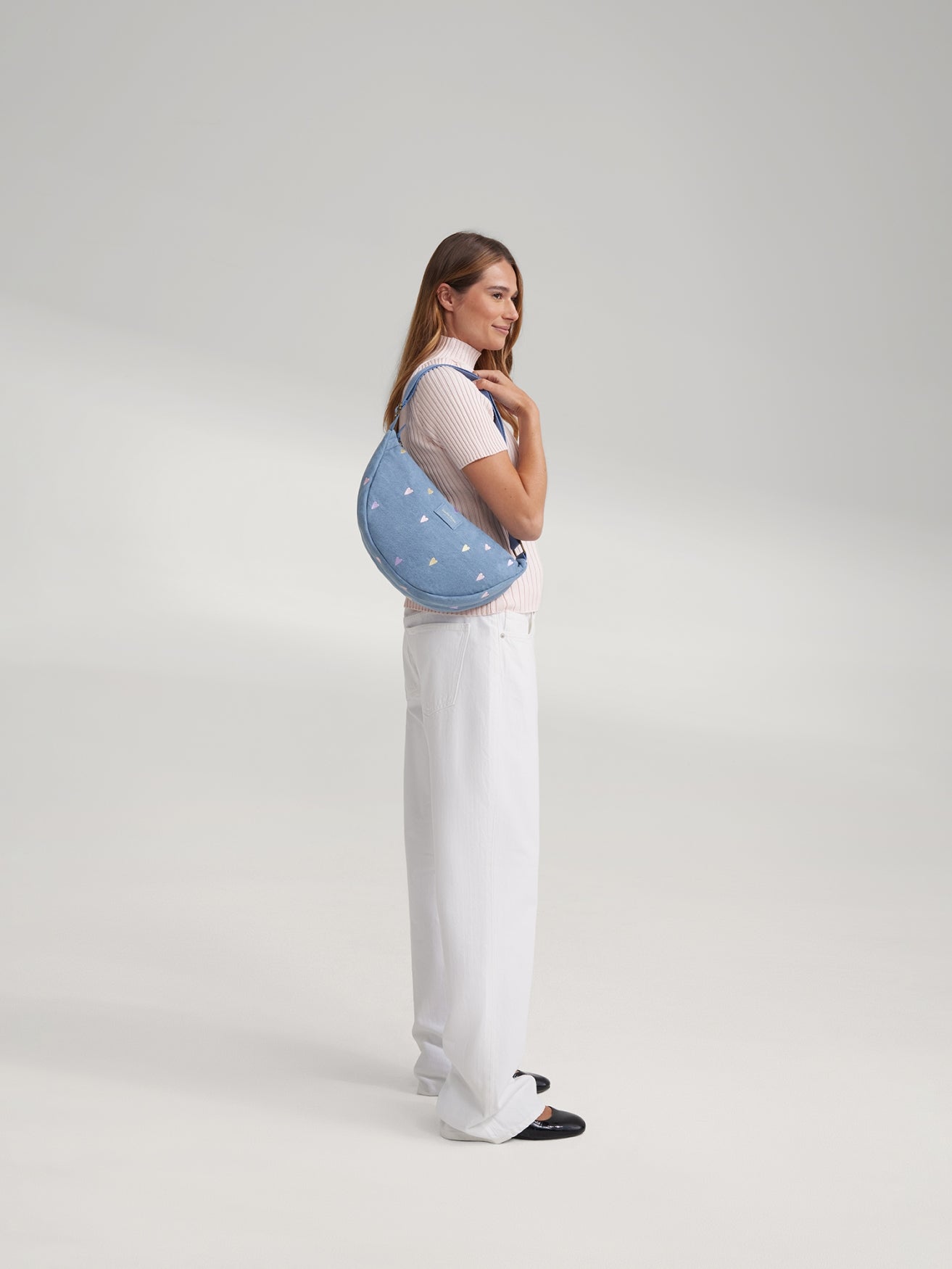Studio Noos Denim Bauchtasche Light Blue Hearts verstellbar