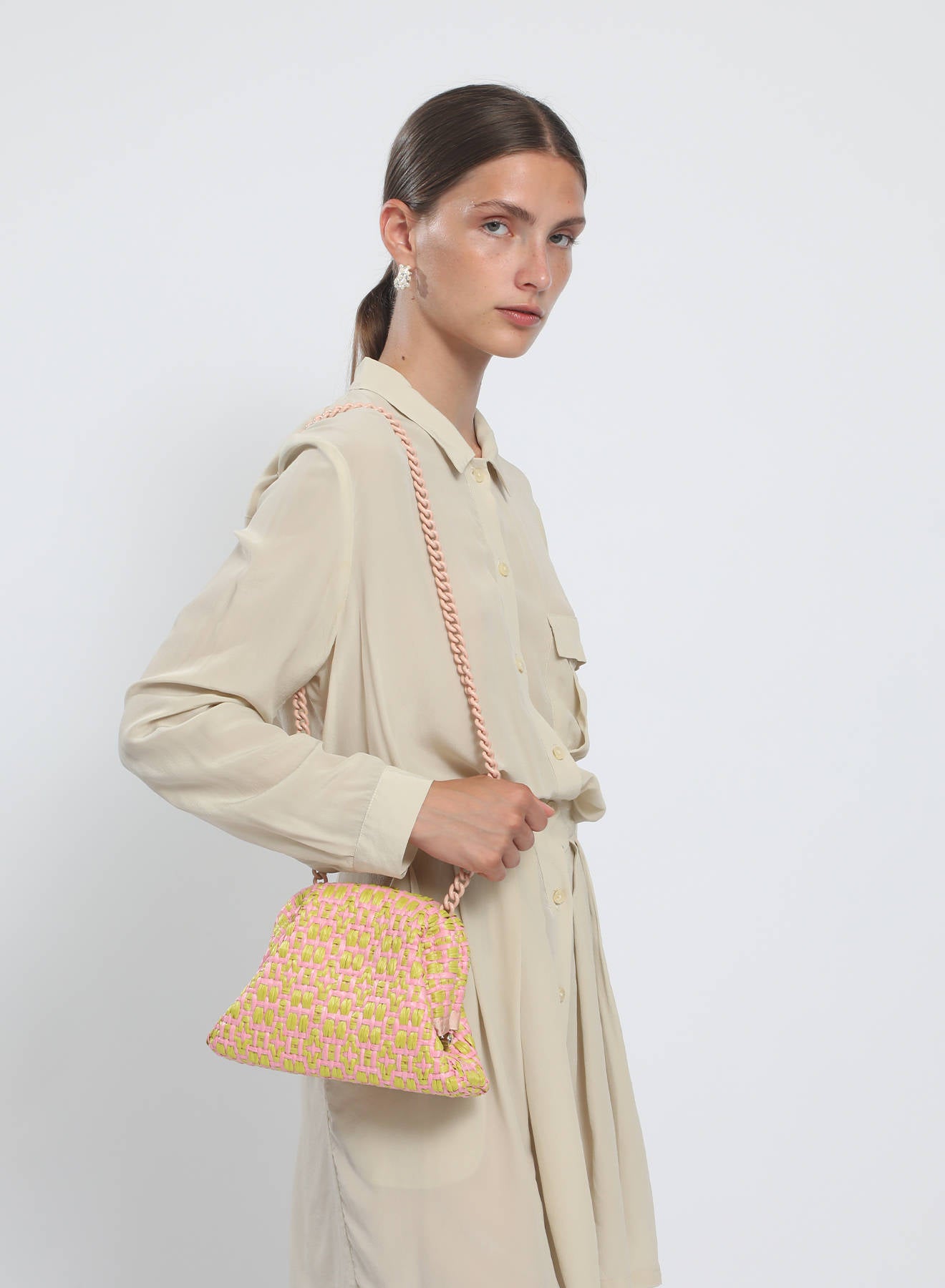 Maria la Rosa Stella Mini Clutch Rosa Rafia