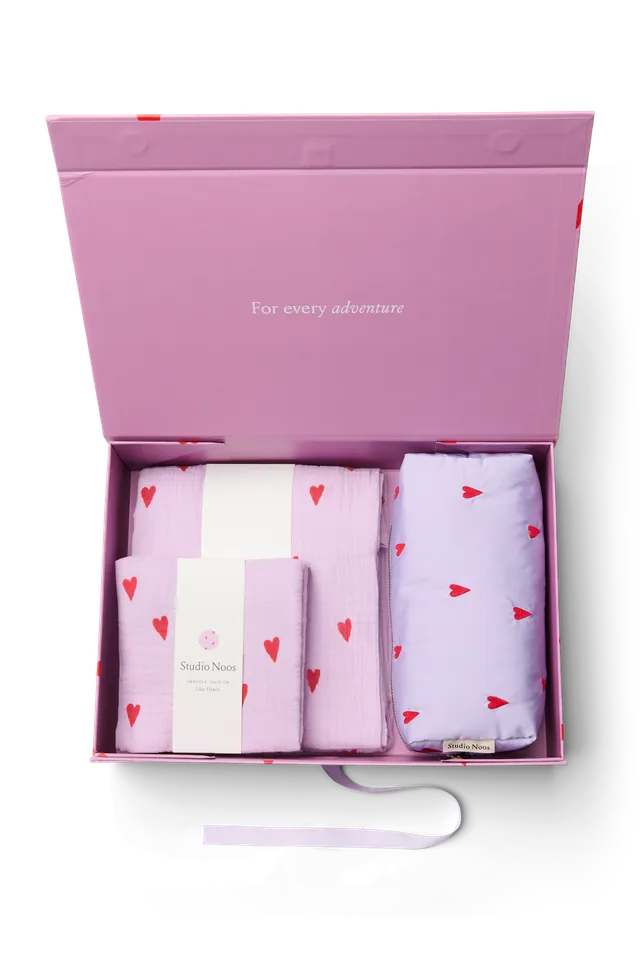Studio Noos Puffy Baby Geschenkset Purple Hearts