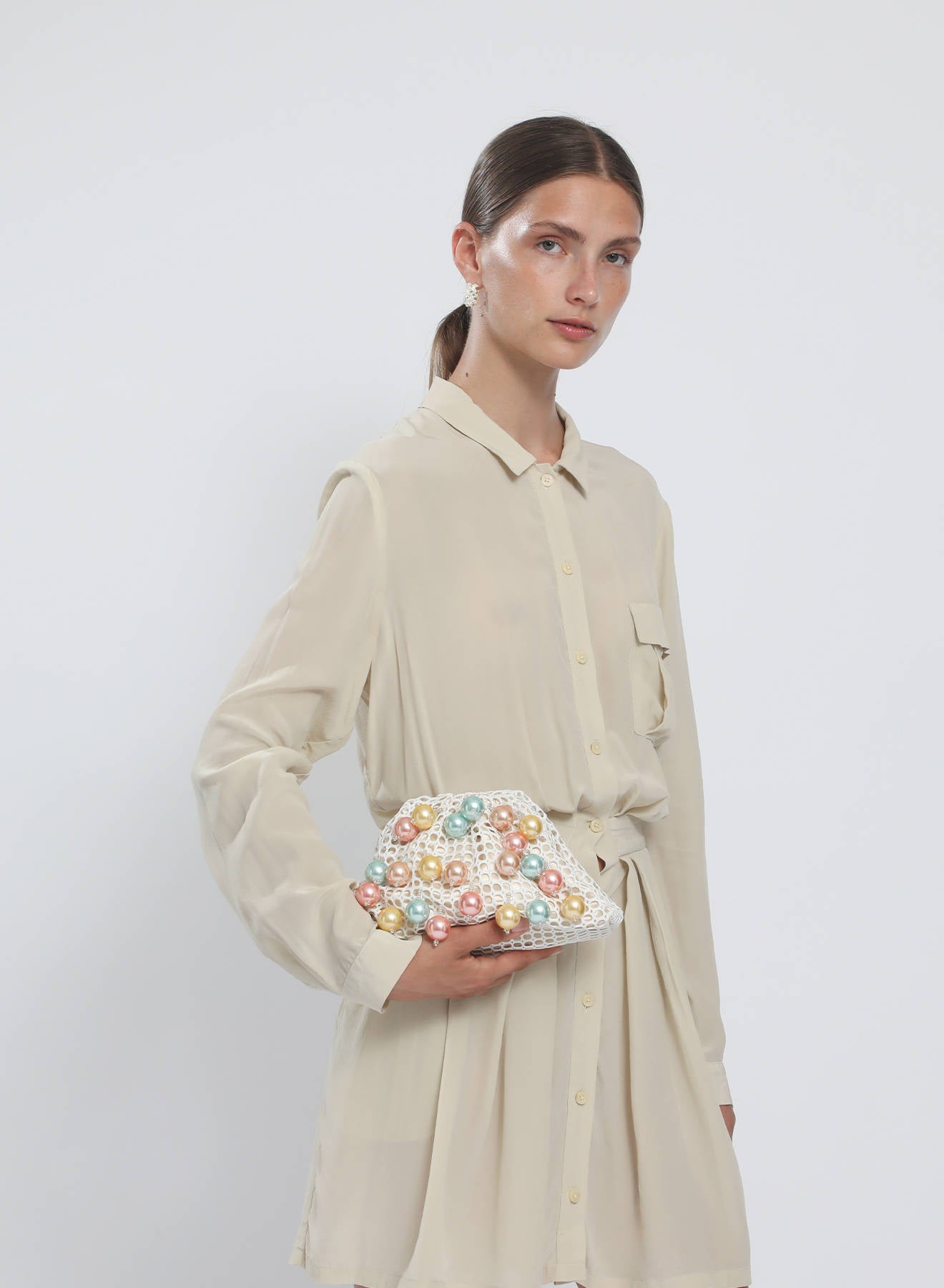 Maria la Rosa Volée Mini Bag Clutch Schwarz Perlen