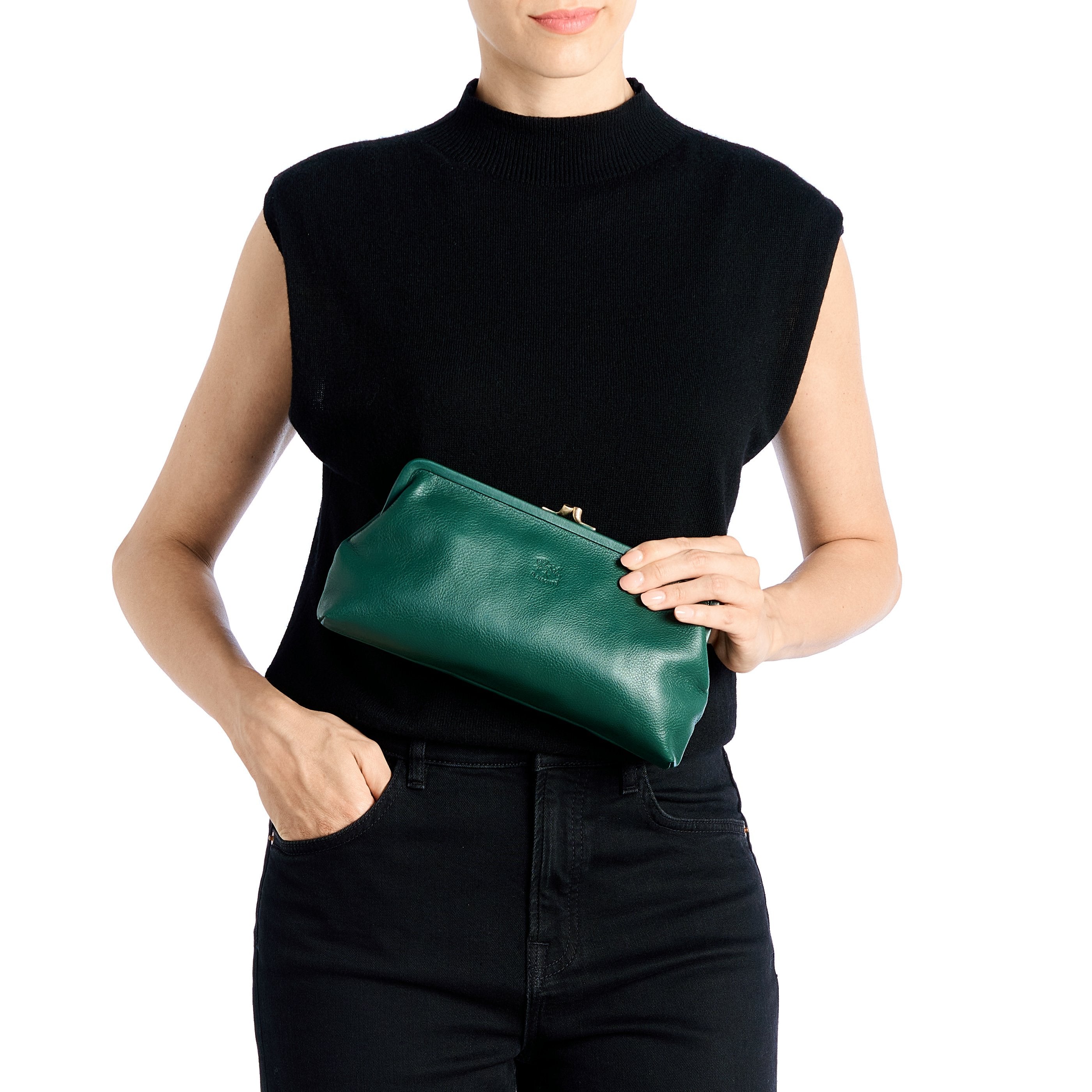 Il Bisonte Manuela Clutch Pochette grün Vollleder