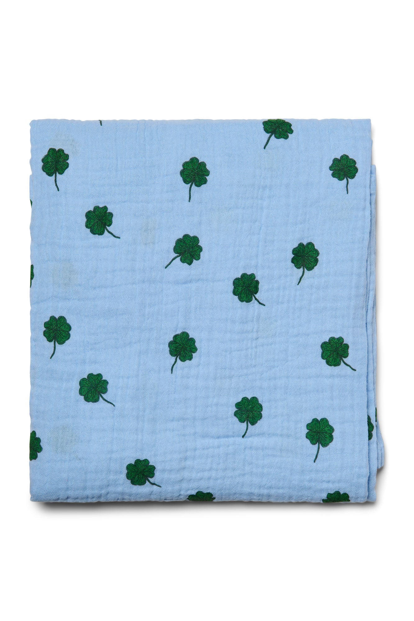 Studio Noos Swaddle Large Musselintuch Light Blue Clover Print