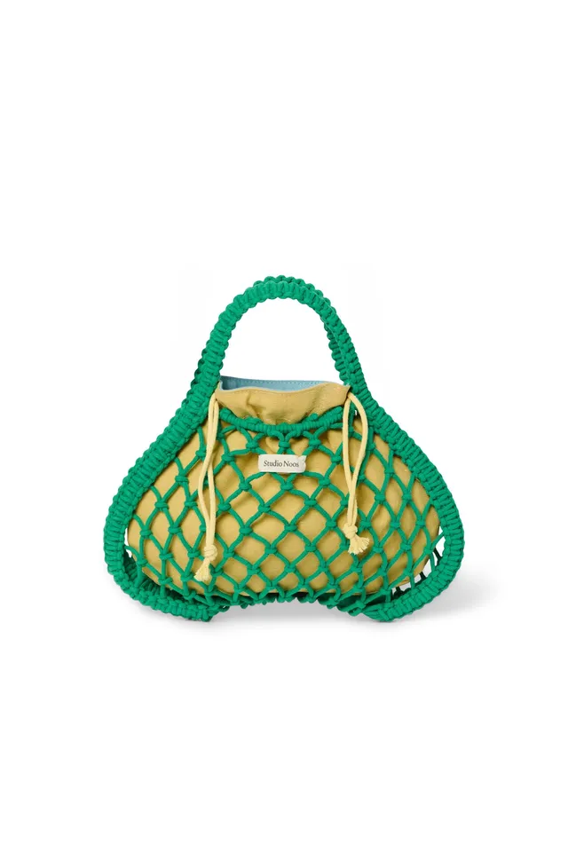 Studio Noos Macramé Mini Handtasche Grün Blau-Gelb Wende