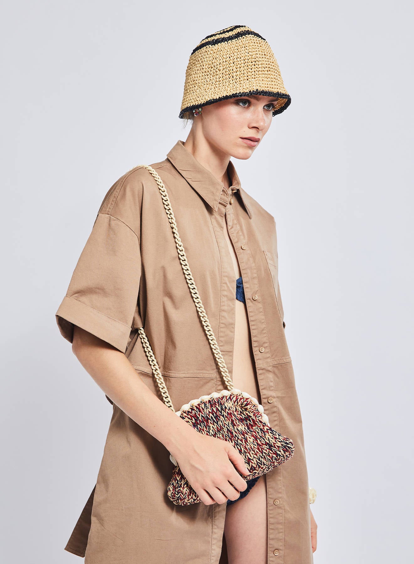 Maria la Rosa Tepo Tricot Mini Bag Rot Wolle
