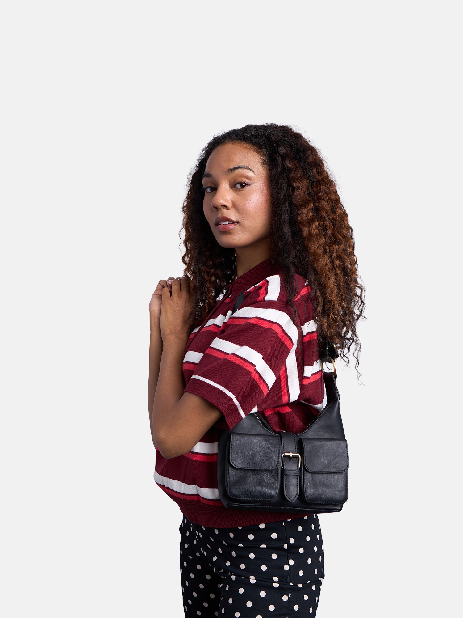 RE:DESIGNED Solvej Small Schultertasche Schwarz Leder