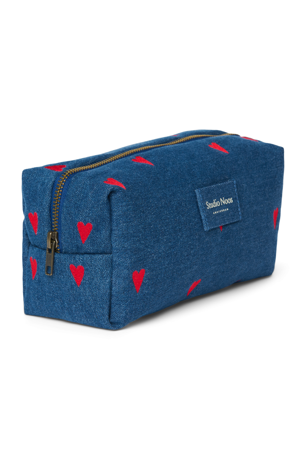Studio Noos Denim Pouch Täschchen Dark Blue Red Hearts gepolstert