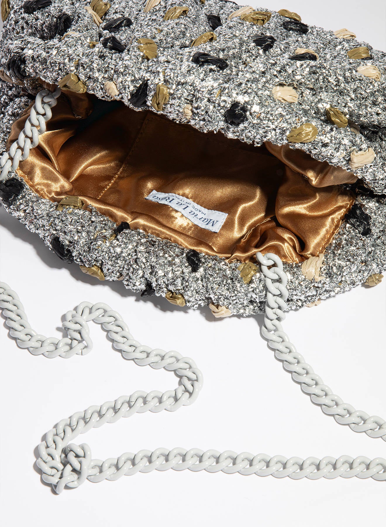 Maria la Rosa Candy Peanuts Clutch Silber Punkte