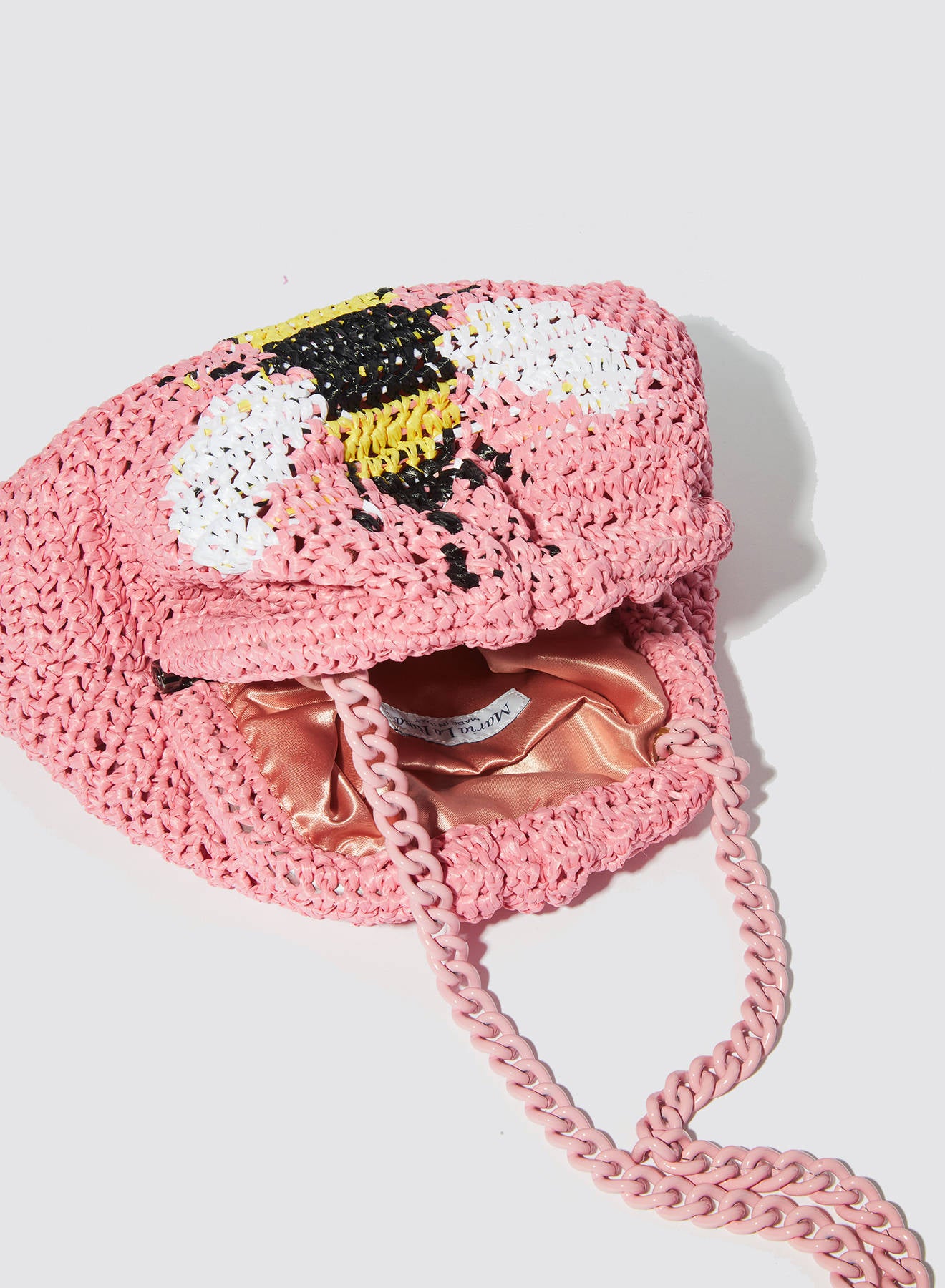 Maria la Rosa Bee Mini Crochet Clutch Pink 22cm