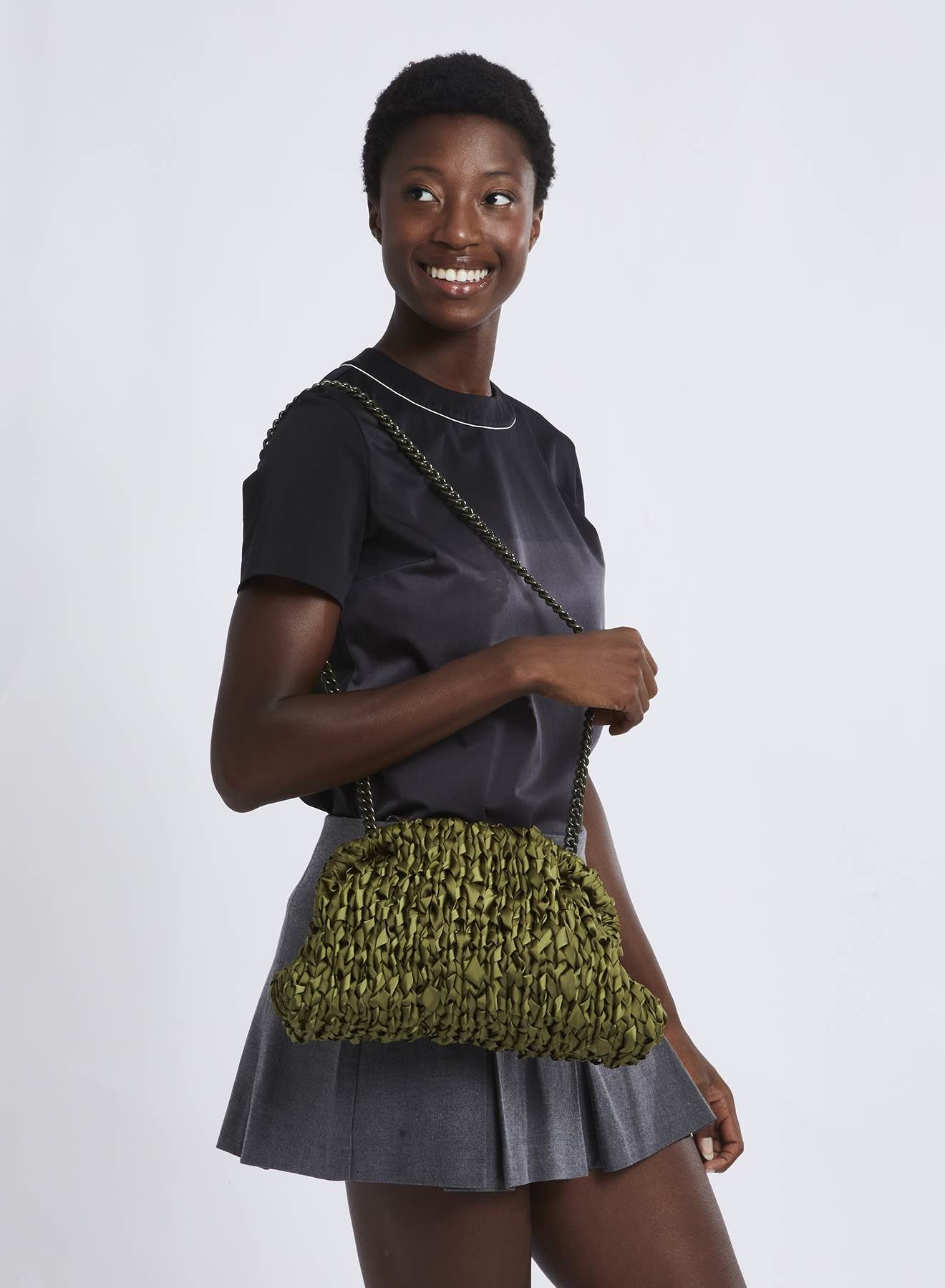 Maria la Rosa Tricot Game Clutch Schwarz Strick