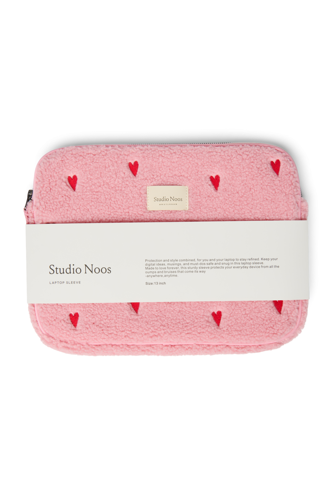 Studio Noos Teddy Laptop Hülle 13 Zoll Hellrosa Herzen