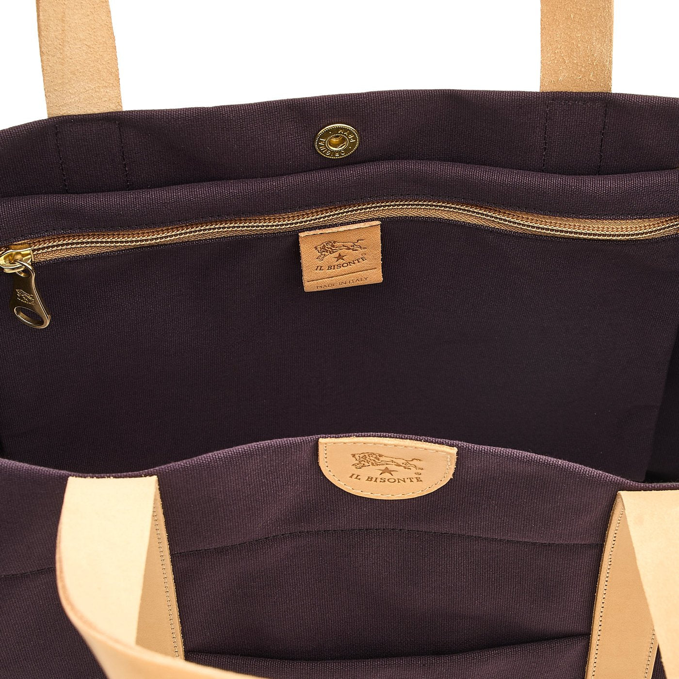 Il Bisonte Shopping Tote Damen Blau Canvas Leder