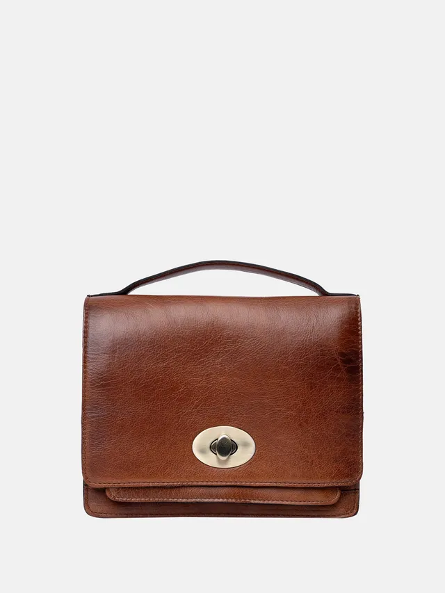 RE:DESIGNED Alba Big Umhängetasche Walnut Vollleder