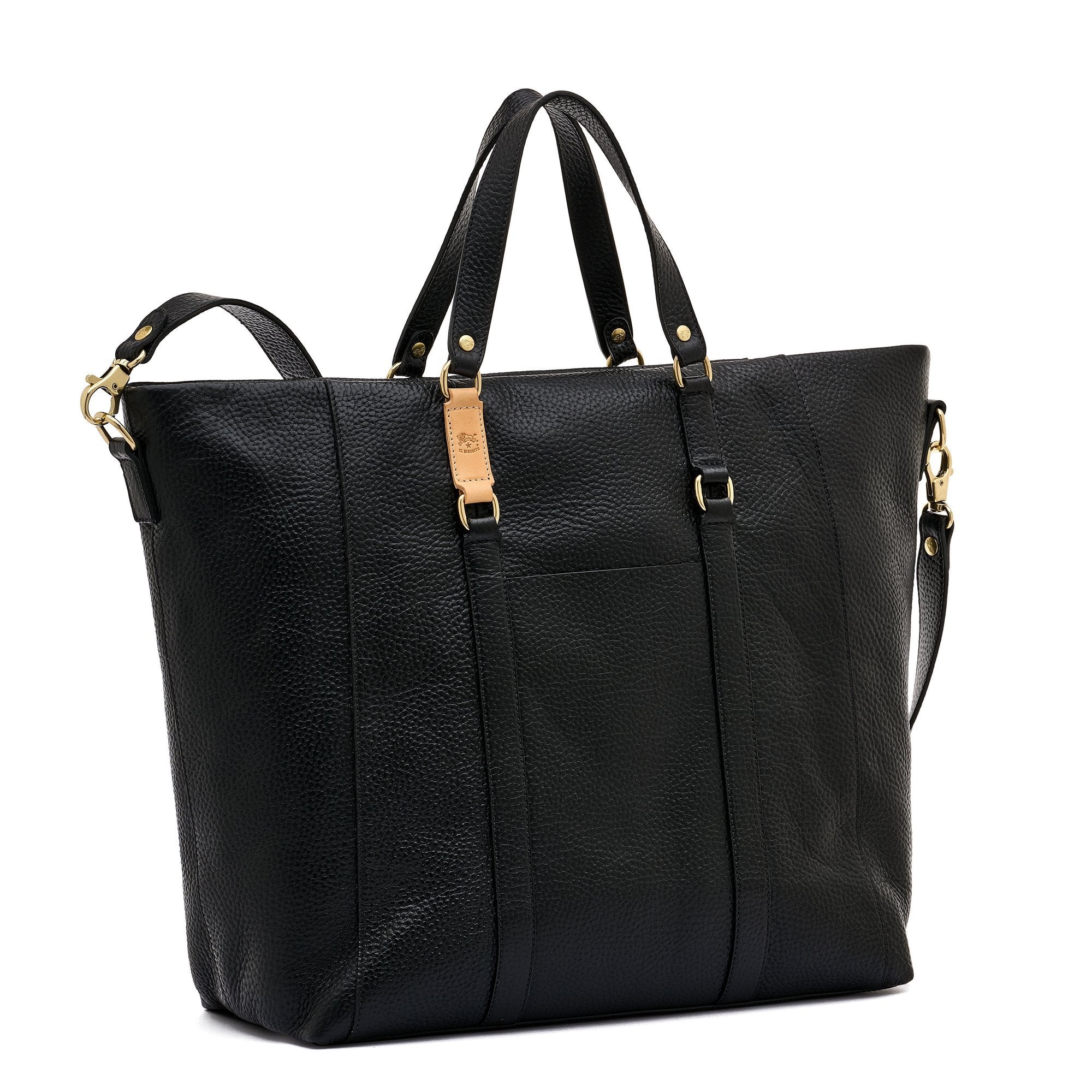 Il Bisonte Segno Shopper Herren Schwarz Leder