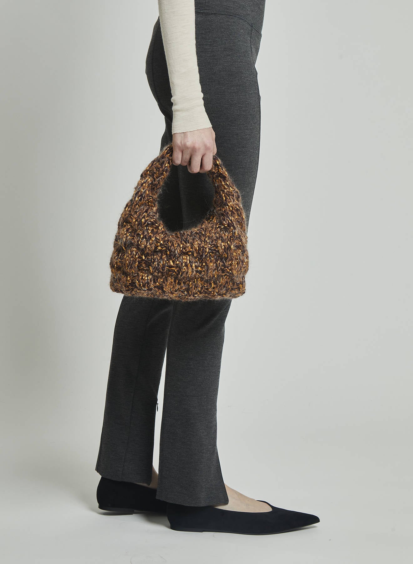 Maria la Rosa Nappy Schultertasche Wolle Bronze