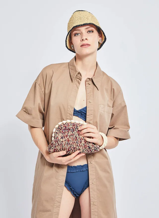 Maria la Rosa Tepo Tricot Mini Bag Rot Wolle