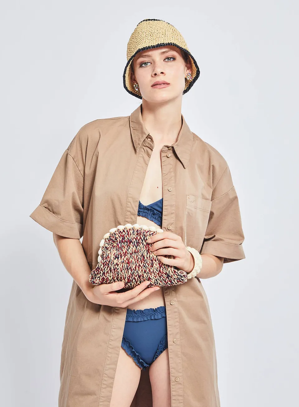 Maria la Rosa Tepo Tricot Mini Bag Rot Wolle