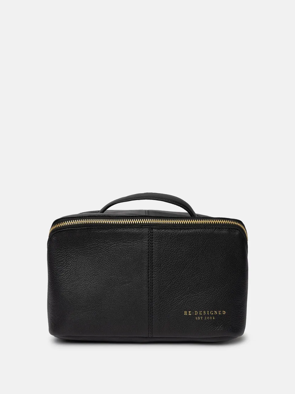RE:DESIGNED Halima Small Kulturtasche Schwarz Gold Vollleder