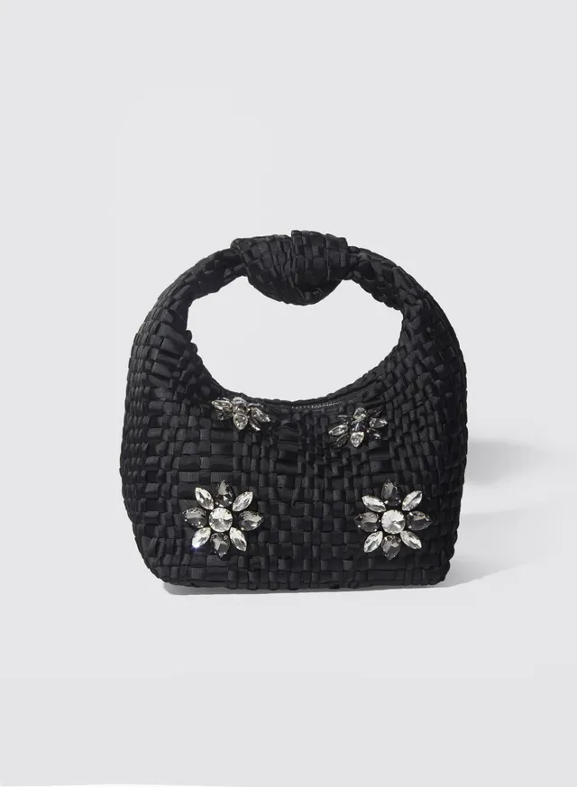 Maria la Rosa Strass Mini Datolite Handtasche Schwarz