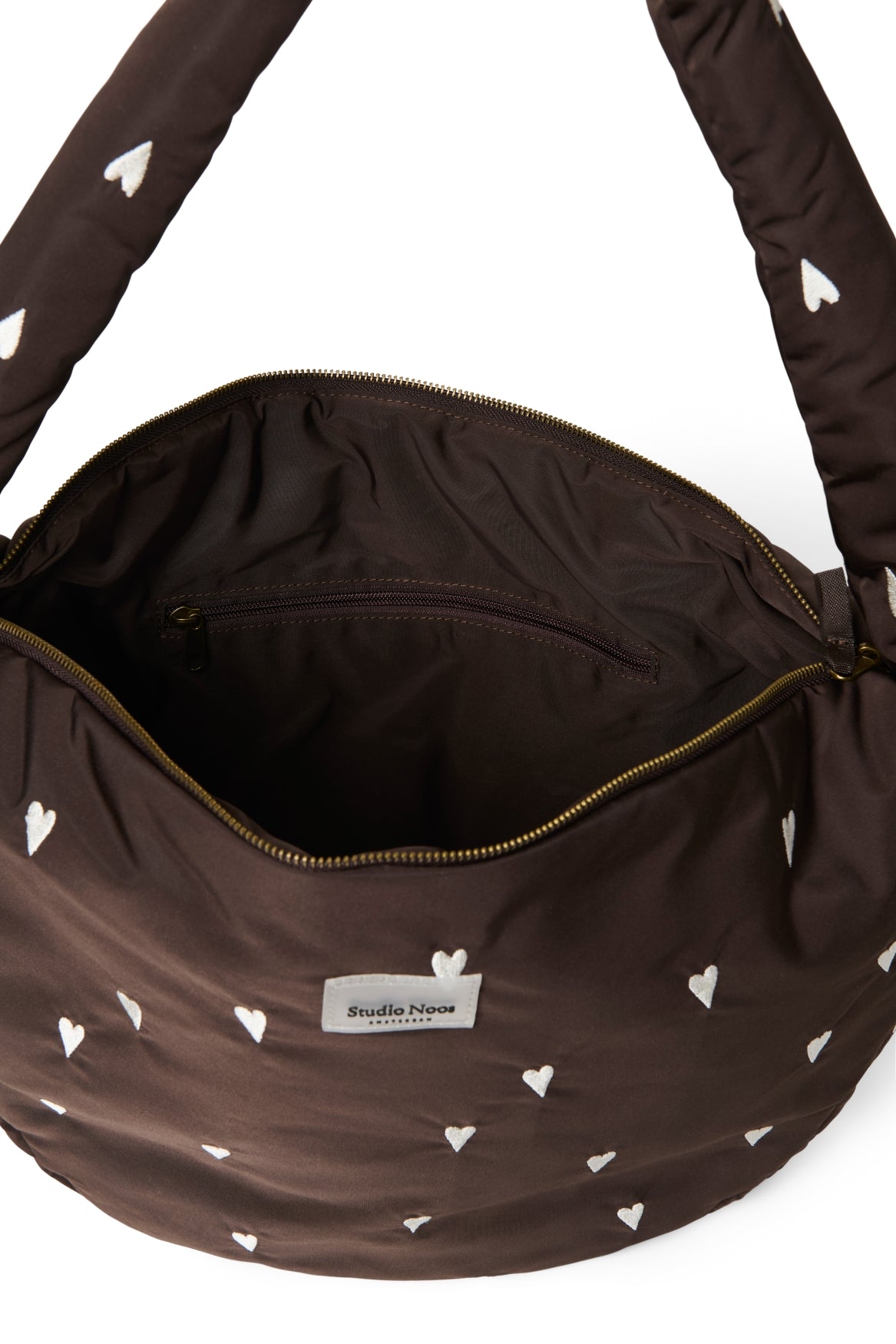 Studio Noos Puffy Umhängetasche Brown Hearts