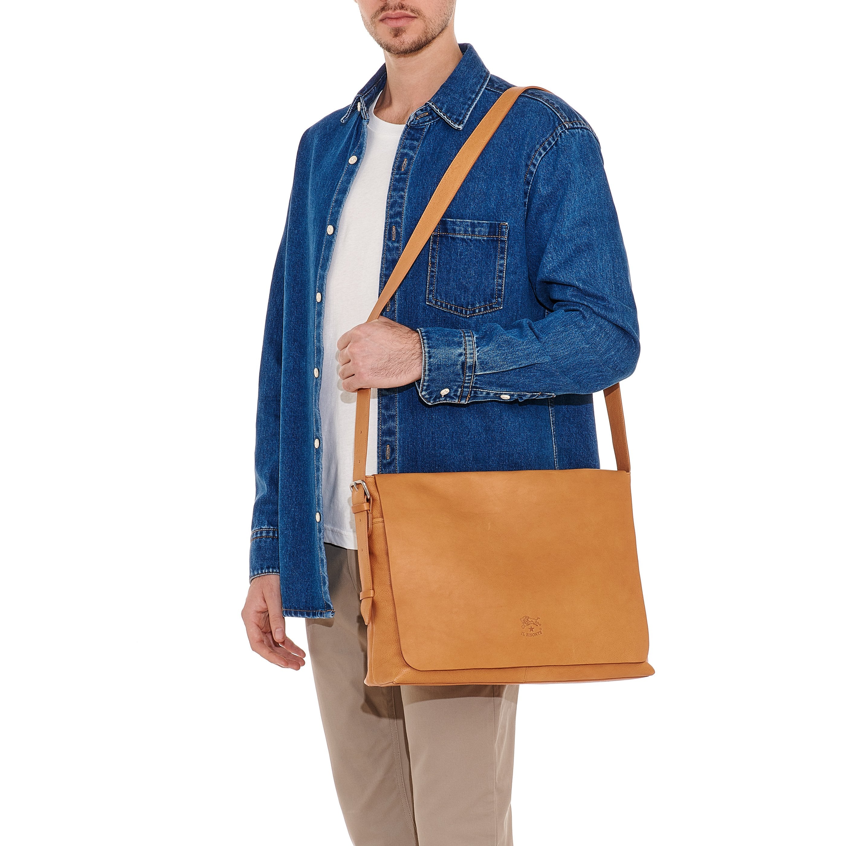 Il Bisonte Brolio Messenger Rindsleder natur Herren