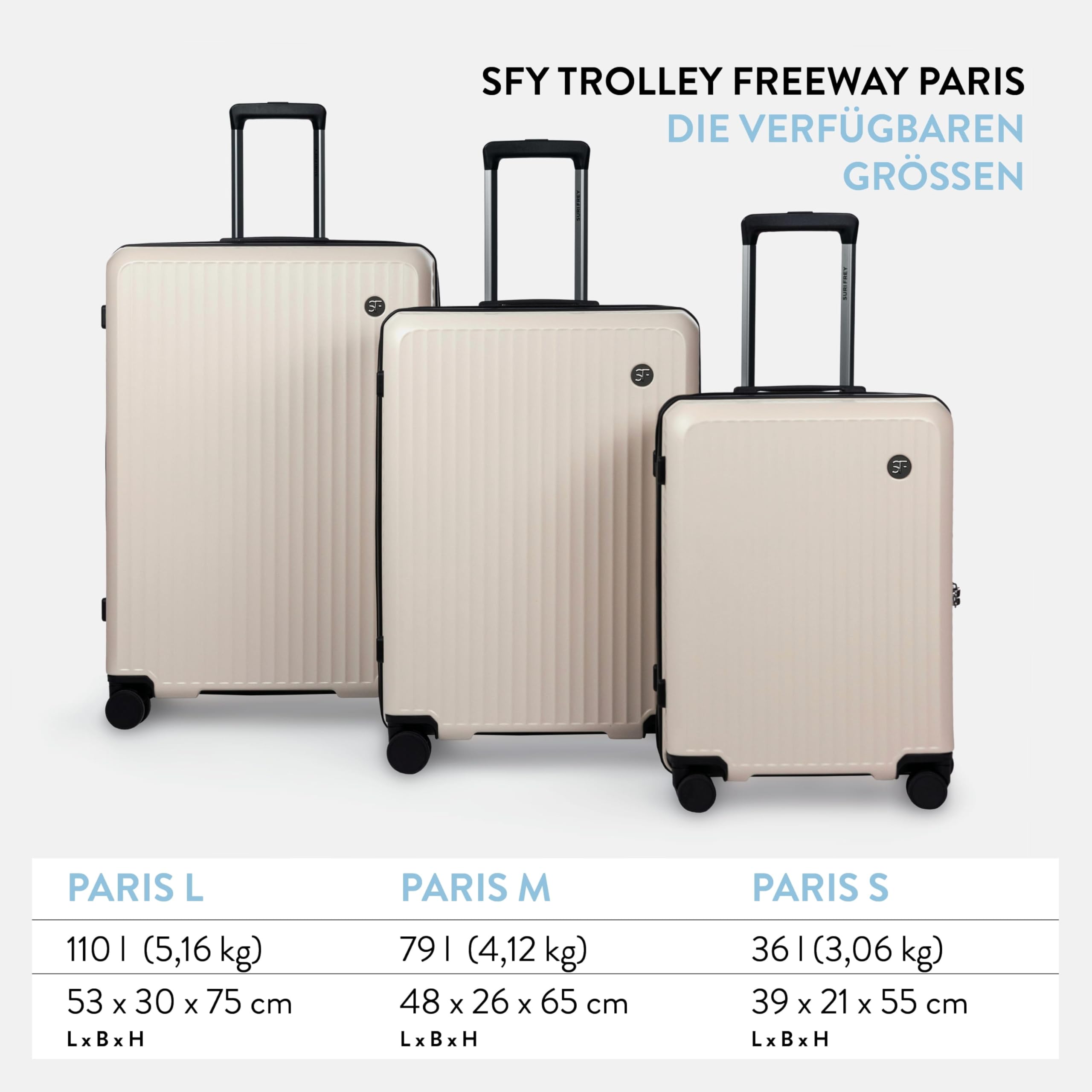 SURI FREY FreyWay Paris 70700 Koffer Ecru Handgepäck mit TSA