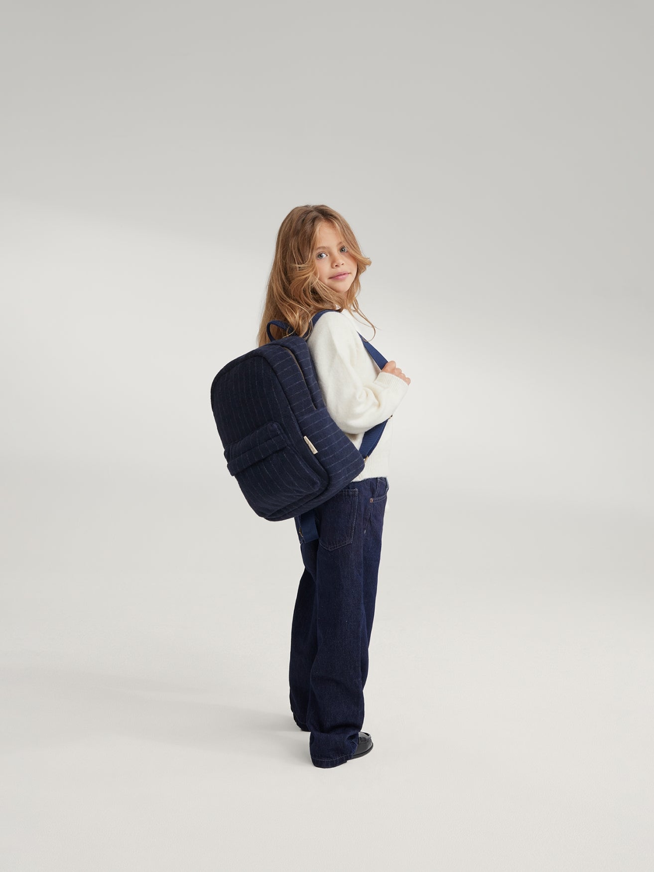 Studio Noos Flannel Chalkstripe Midi Rucksack Dunkelblau